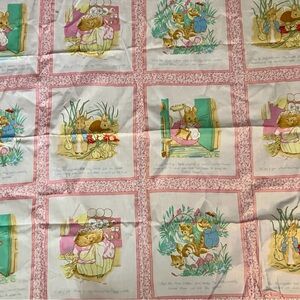 Vintage Kids Pink Panel Storybook Fabric Panel - Peter Rabbit characters